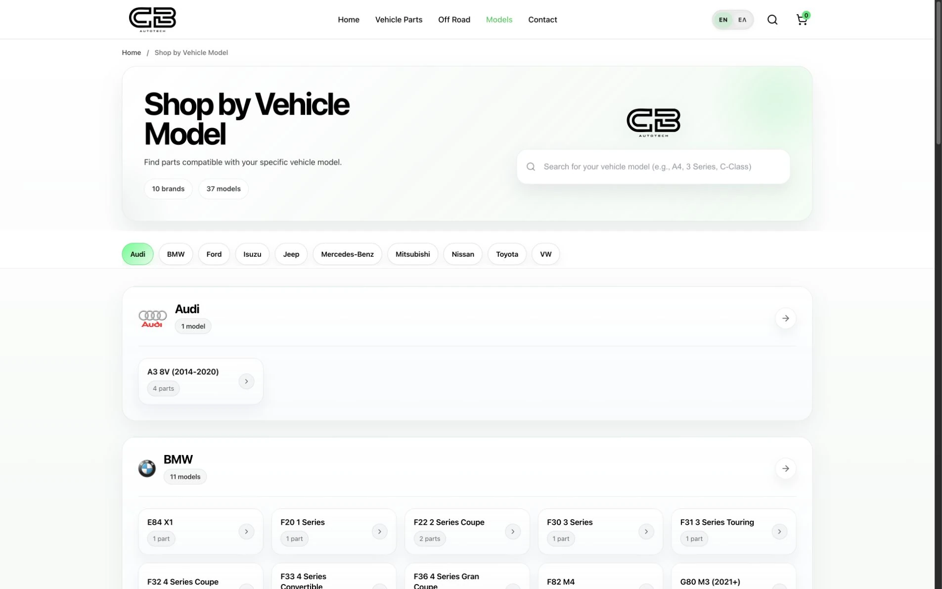 Πλοήγηση CB AutoTech ανά μάρκα και μοντέλο οχήματος