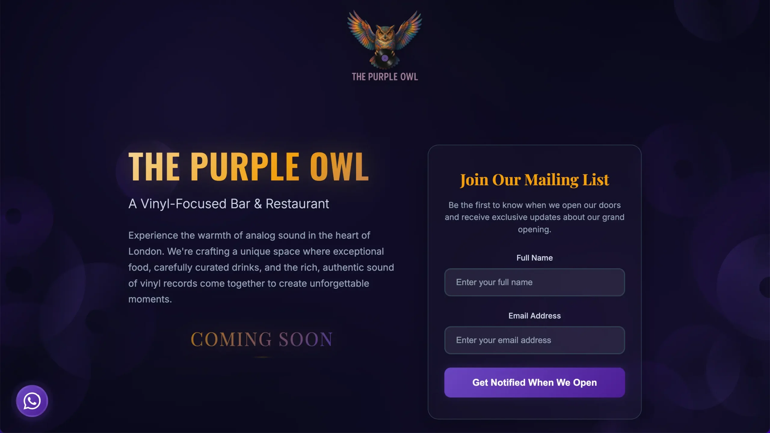 The Purple Owl - Vinyl Record Bar and Restaurant