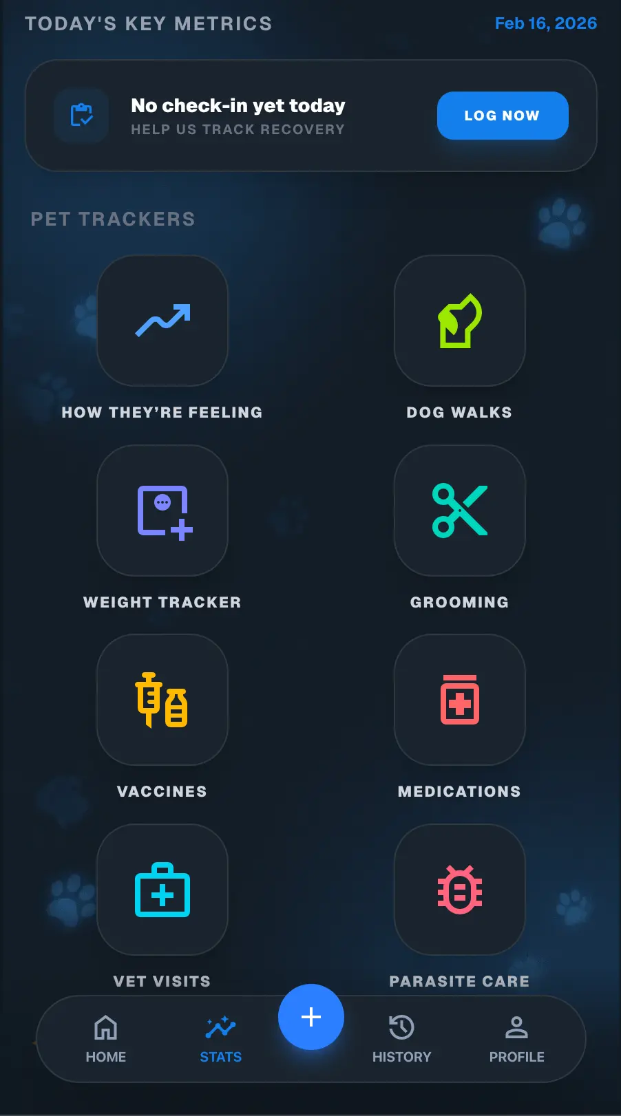 TobyCare stats page screenshot